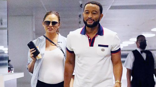 Chrissy Teigen Shows Off Her Baby Bump In A Tight White Tank While Out With John Legend