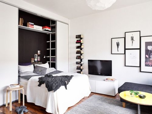 A 25 square meter studio with a very organized and chic interior