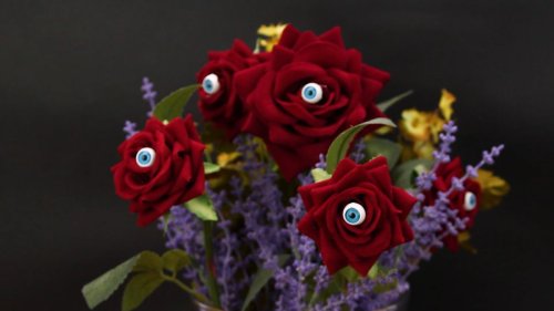 Frightening One-Eyed Rose Arrangement