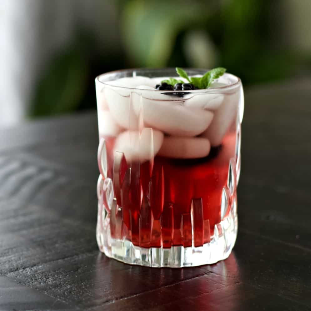 Black Raspberry Chambord Drink with Lime and Tonic