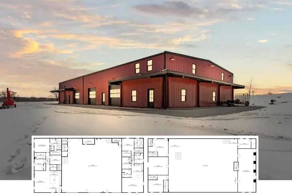 8-Bedroom Luxury Barndominium with Balcony and In-Law Suite (6,488 Sq. Ft. Floor Plan)