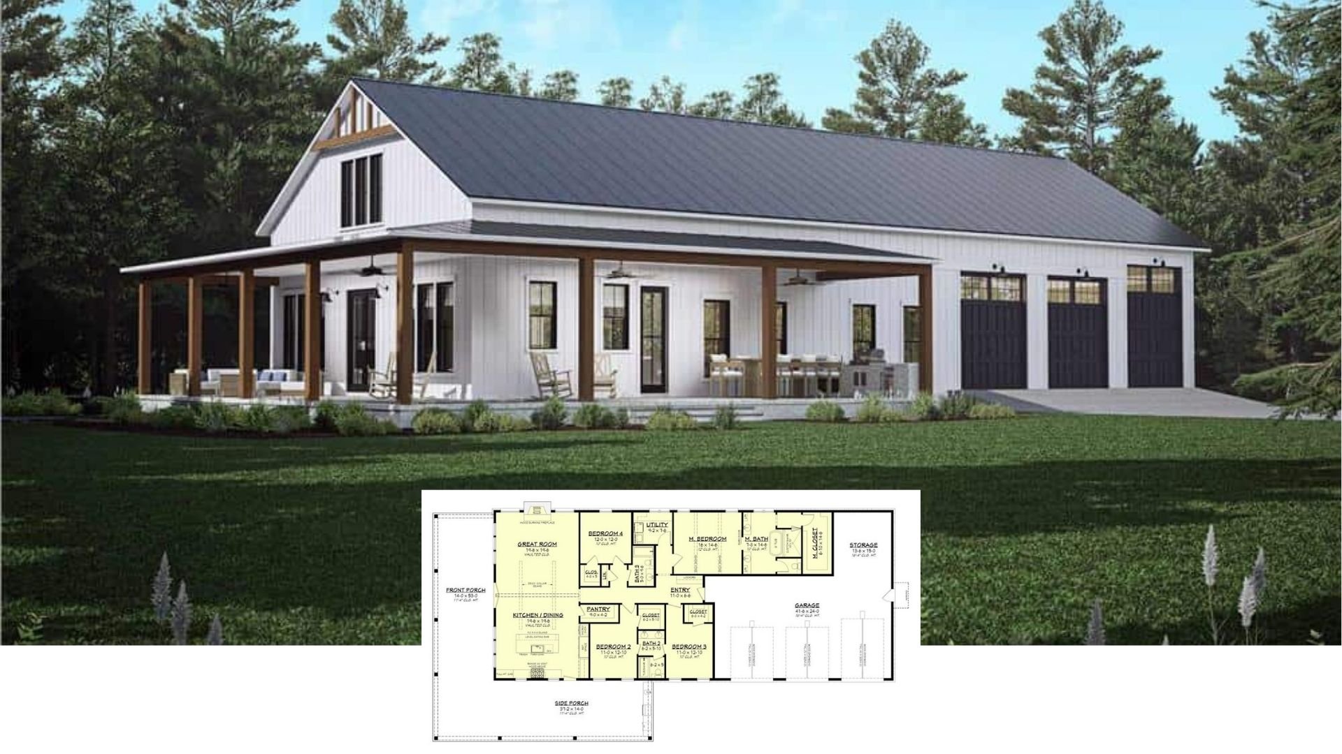 Welcome to This 2,500 Sq. Ft. 4 Bedroom Farmhouse with a Spacious 3-Car Garage (See the Floor Plan)