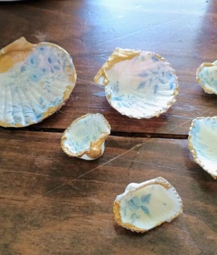 Decoupaged and Gilded Shells
