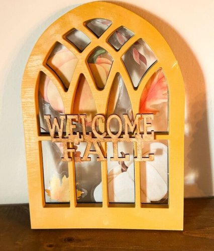 DIY Dollar Tree Arched Window Frame With Fall Window Clings