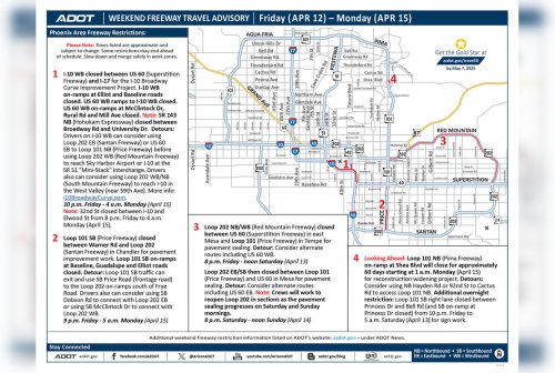 Weekend Freeway Closures in Phoenix Area for Improvement Projects, ADOT Advises Alternative Routes