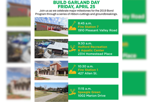 Garland Announces Rescheduled Build Garland Day: Groundbreakings and a Ribbon-Cutting on April 25