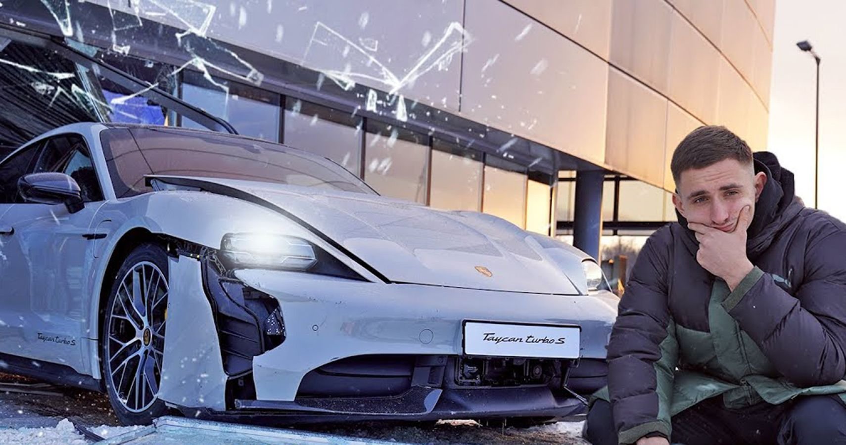 Watch: YouTuber Drives A New Taycan Turbo S Off The Dealership Floor Into A Glass Window