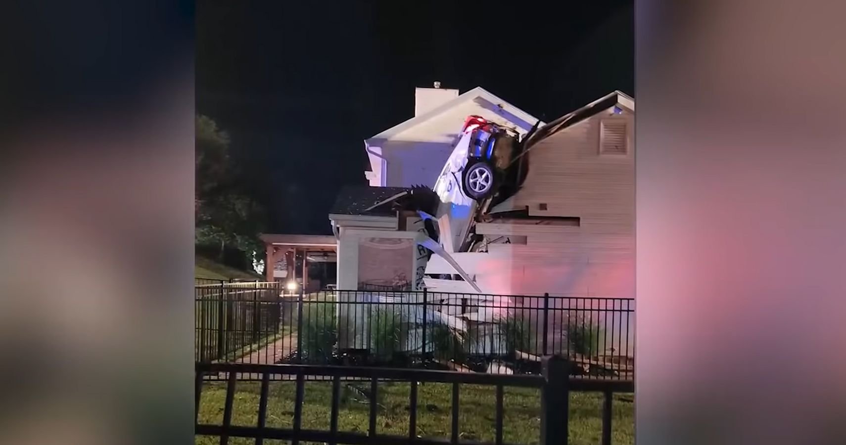 Car Crash Lands Through Roof Just Feet From Sleeping Couple