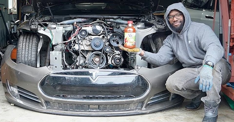 Rich Benoit Of Rich Rebuilds Dropped A Corvette Engine In His Tesla Model S