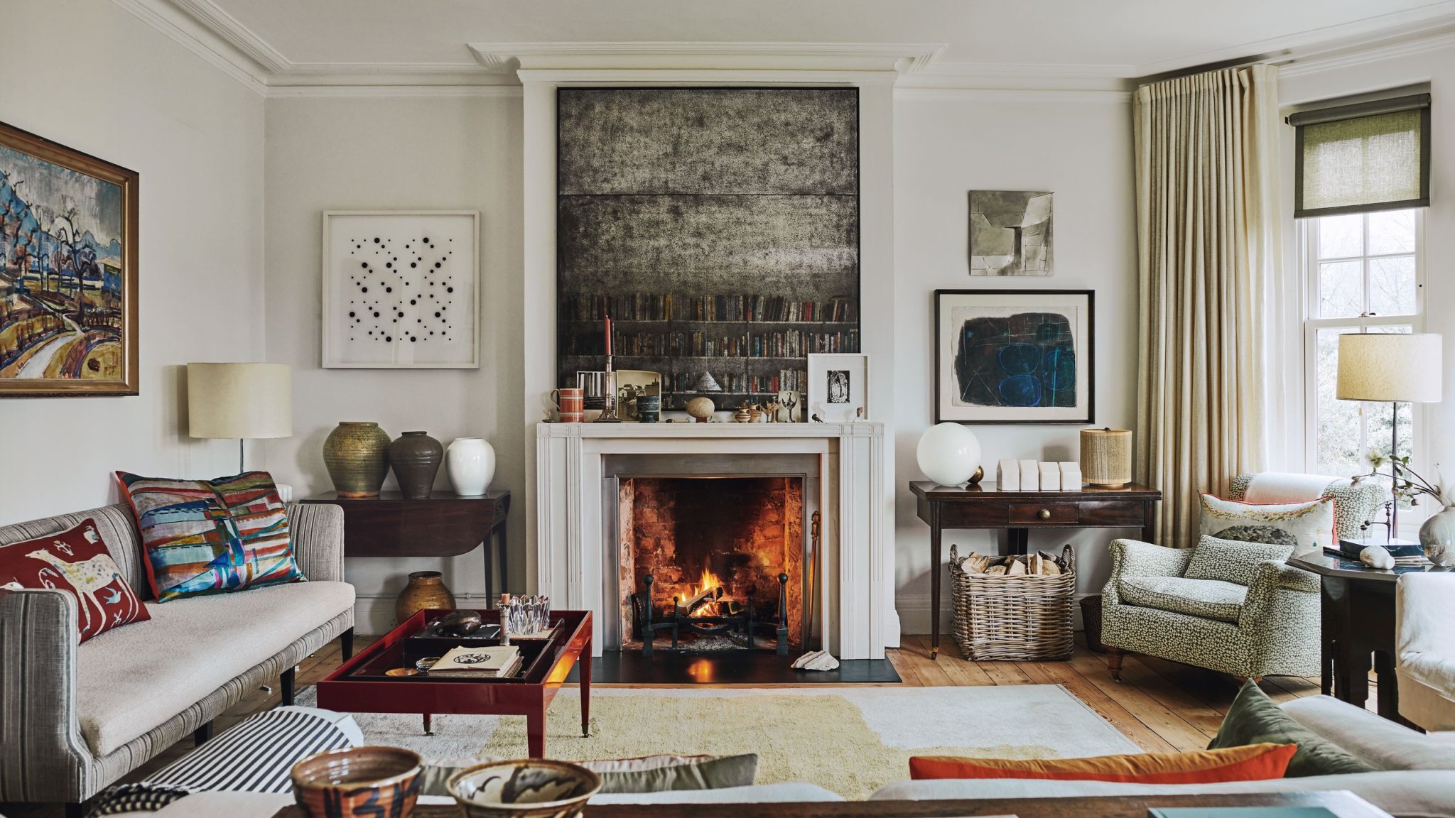 An interior designer's Hampstead Heath mansion flat, filled with a lifetime's collection of art