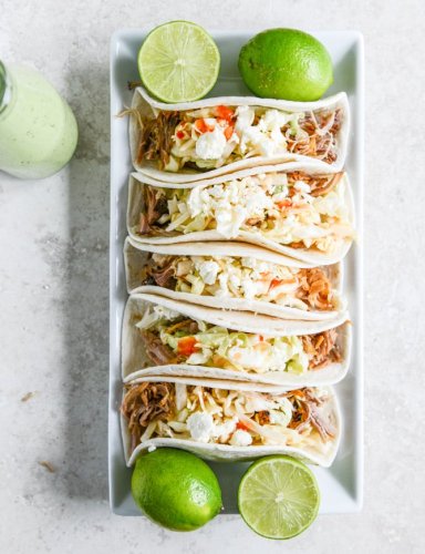 Pulled Pork Tacos with Sweet Chili Slaw.