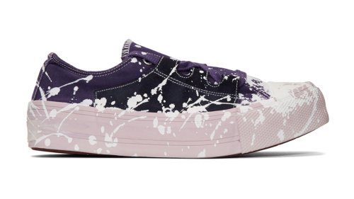 Needles Purple & Pink Paint Asymmetric Ghillie Sneakers / $455 USD