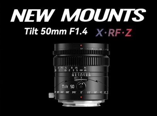 TTArtisan adds Canon RF, Fujiflm X and Nikon Z mount versions of its $199 50mm F1.4 Tilt lens