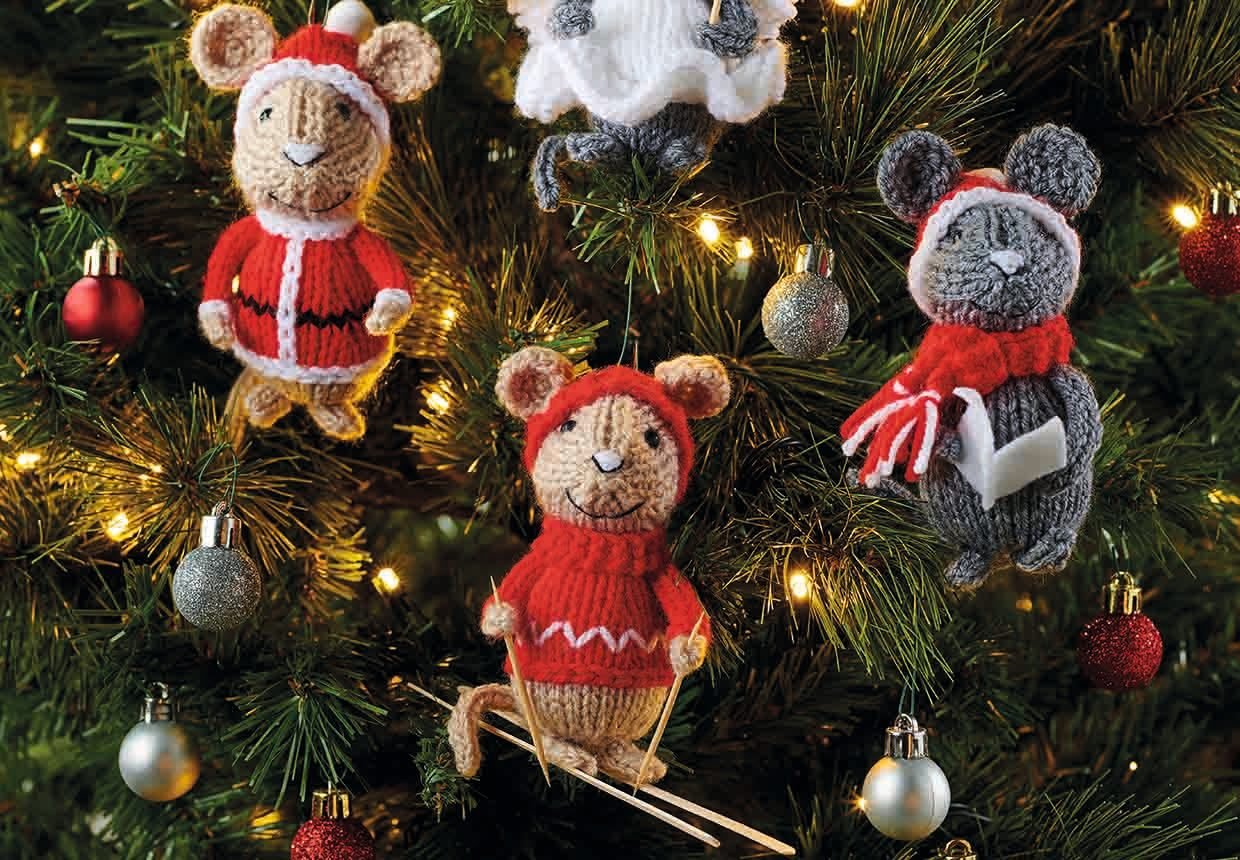 Knit all four of our brilliant Christmas mice characters