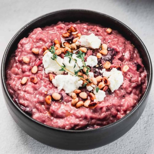 Date night or picky toddler dinner? This beet risotto pulls off both—with color to spare.