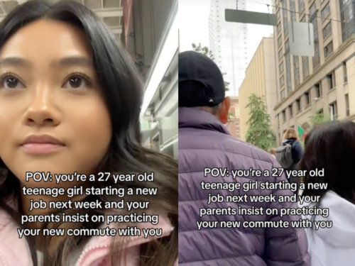 Video shows parents practising commute with adult daughter get praise