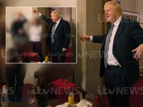 Photos appear to show Boris Johnson toasting a colleague during lockdown party