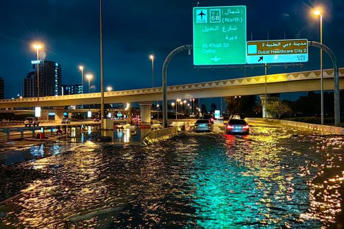 Dubai airport flooded after year and a half’s worth of rain falls on city in one day