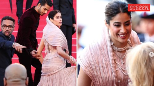 Janhvi Kapoor brings Sridevi-era glam to Cannes 2025 in Banaras couture; Ishaan Khatter makes royal red carpet entry