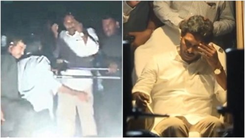 Andhra CM Jagan Reddy injured in stone pelting during Vijayawada roadshow