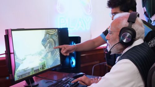 Watch: PM Modi tries his hand at gaming during meet with India’s top gamers