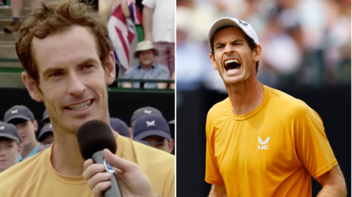 Andy Murray surprised mid-speech by his four children after winning ...