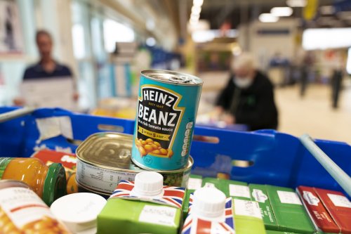A tin of beans donated to a food bank with a tale to tell about the cost of living crisis