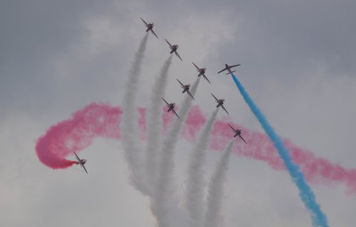 The full route for the Red Arrows' flight from Scampton to Bournemouth