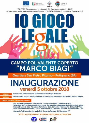 Putignano - Inaugurazione del campo polivalente "Marco Biagi"