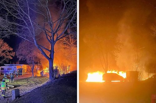 Massiver Brand auf Campingplatz fordert Feuerwehr - Gasflaschen erschweren Löscharbeiten
