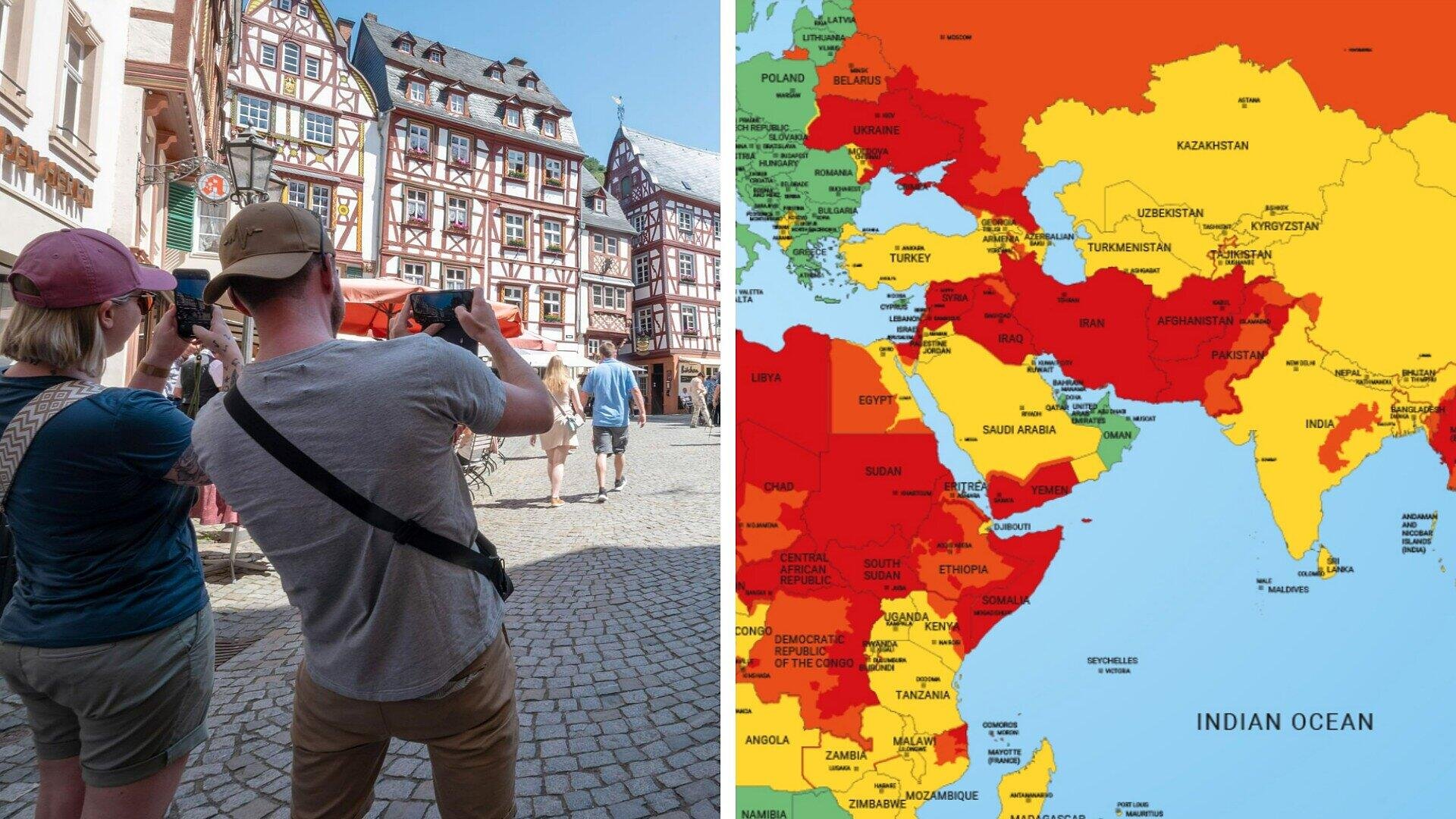 Reisewarnungen 2025: Die gefährlichsten Länder laut Risiko-Weltkarte
