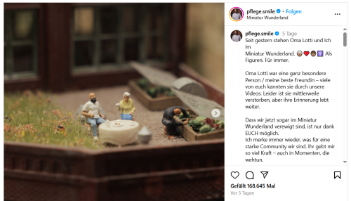 Denkmal für Oma Lotti - "Miniatur Wunderland" mit besonderer Geste
