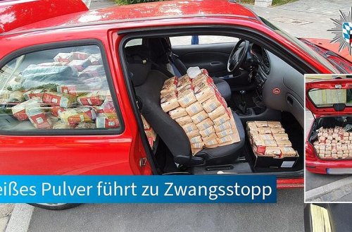 Nürnberg: Autofahrer mit 400 Kilo "weißem Pulver" gestoppt - "nicht ganz alltägliches Bild"