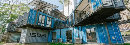 A sustainable campus is built from 22 recycled shipping containers