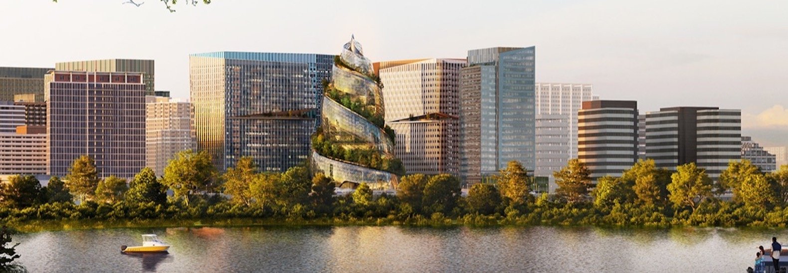 Amazon unveils spiraling, tree-covered skyscraper for Arlington HQ2