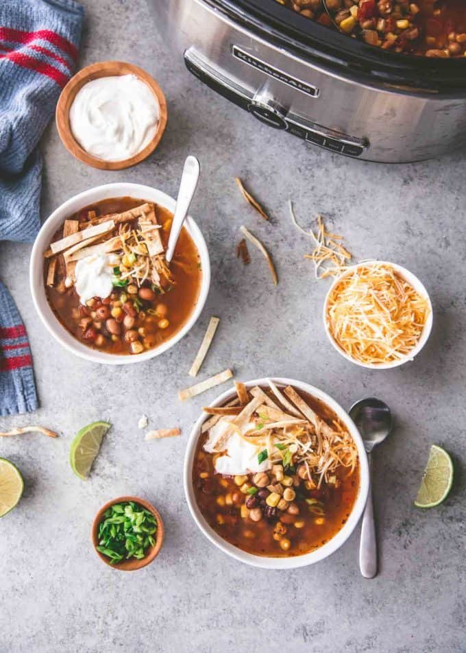Slow Cooker Three Bean Taco Soup