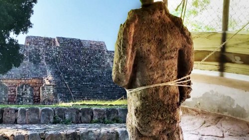 Archaeologists Find Life-Size Mayan Warrior Statue in Mexico’s Oxkintok Ruins