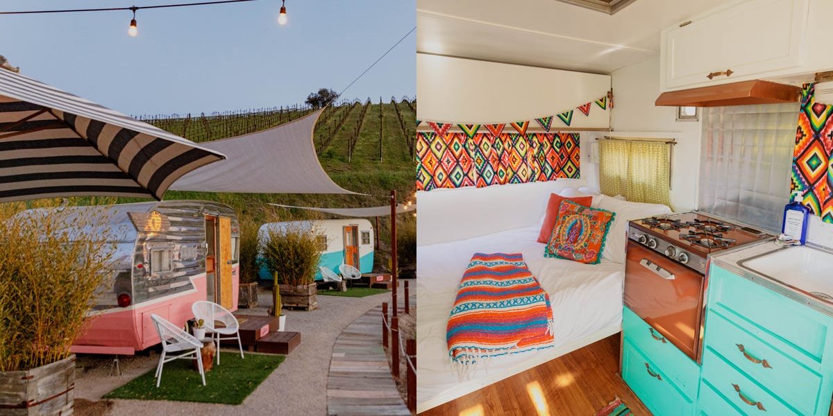 You and your friends can stay in Instagrammable retro campers and drink wine on a California vineyard