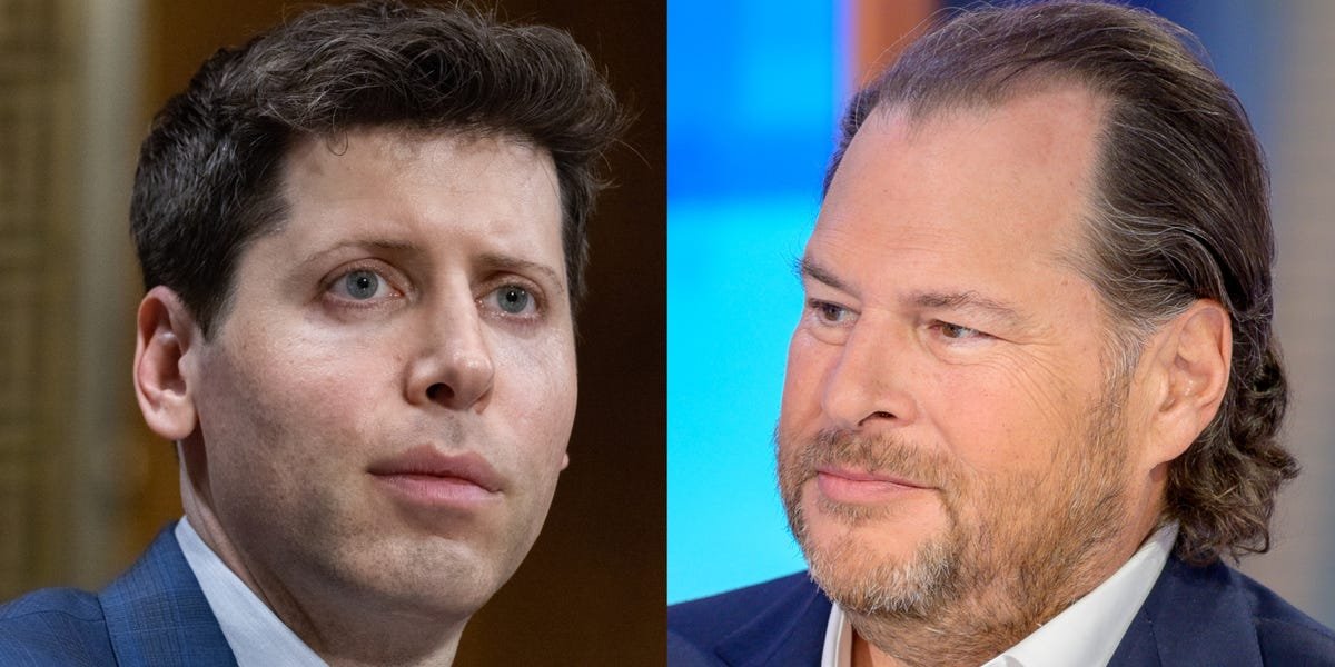 Salesforce CEO Marc Benioff says he's neighbors with OpenAI CEO Sam Altman and the pair chatted about AI over dinner together