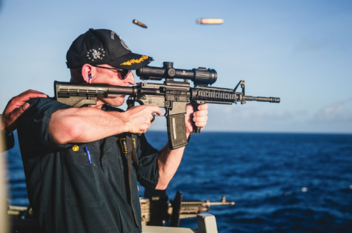US Navy warship commander mocked for holding assault gun with scope the wrong way