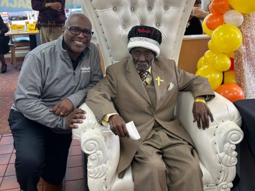 A 105-year-old man who has been going to Bojangles every week for decades was thrown a surprise party for his birthday by the restaurant