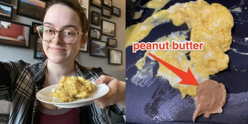 I tried adding peanut butter to my scrambled eggs to improve the flavor, and it didn't feel like breakfast