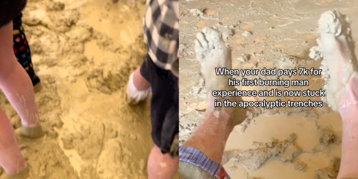 'Trench Foot 2023': TikTok videos show Burning Man attendees walking barefoot in mud.