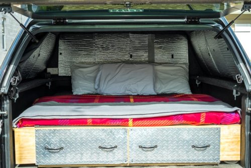 A 25-year-old spent $250 turning his truck into a camper van to travel across the US