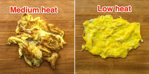 Photos show how scrambled eggs can look different depending on how you cook them