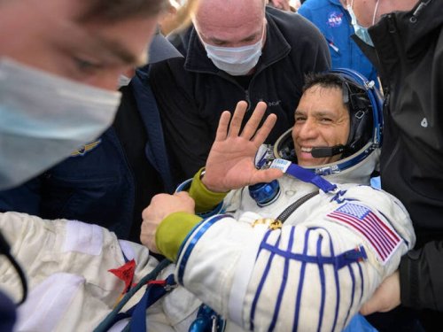 A US astronaut involuntarily set a record for time spent in orbit, after his mission home was aborted and added 6 months to his trip