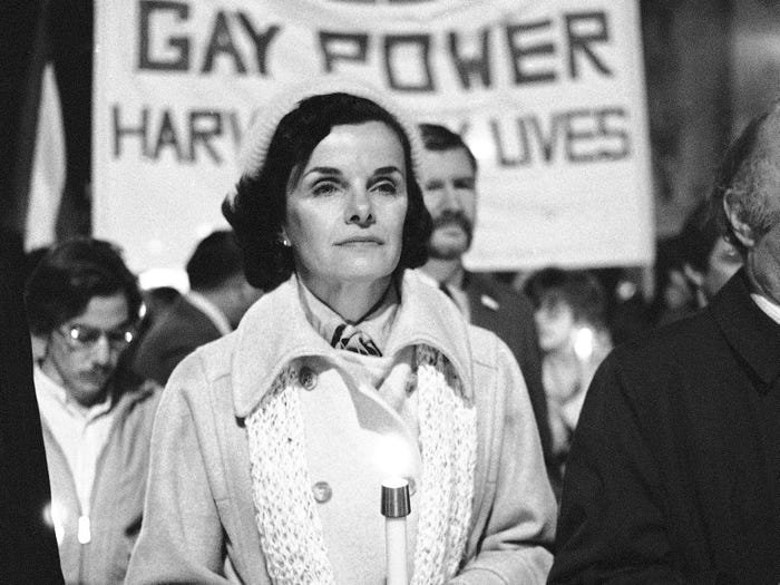 Dianne Feinstein once said that one of the 'hardest moments' of her life was finding Harvey Milk shot dead by her colleague