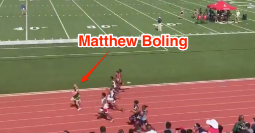 A teenager from Texas nicknamed 'White Lightning' just ran 100 meters in 9.98 seconds, a time that would be good enough for an Olympic final