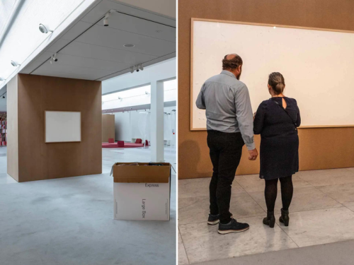 An artist who turned in two blank canvases titled 'Take the Money and Run' has now been told to repay $75,000