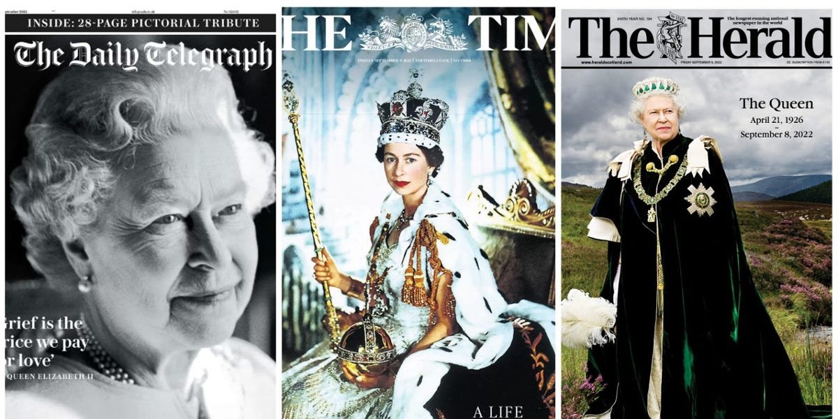 Here's how the UK and the world's top papers marked the Queen's death